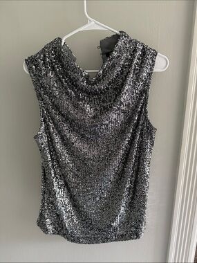 Cable & Gauge Silver Sequin Cowl Neck Camisole